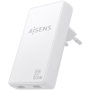Aisens Cargador de Pared GaN Ultra Delgado 65W 2xUSB-C Blanco ASCH-65W2P077-W